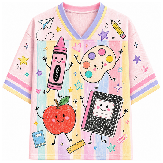 Chaotic Club Cute School Supplies Back To School Mesh Jersey