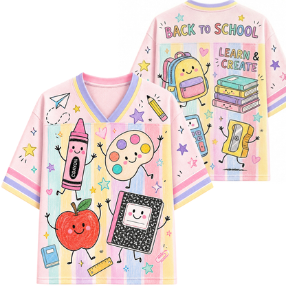 ChaoticClub Cute School Supplies Back To School Mesh Jersey