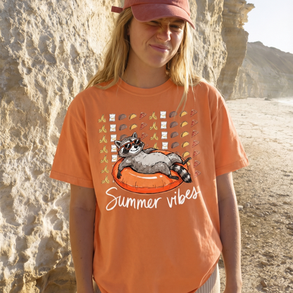 ChaoticClub Summer Vibes Raccoon Neon T-Shirt
