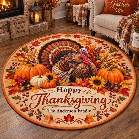 Chaotic Club Personalized Thanksgiving Round Rug