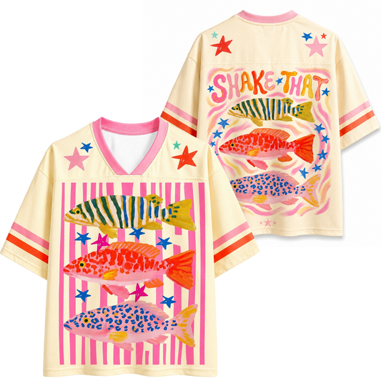 ChaoticClub Preppy Striped Summer Fish Mesh Jersey