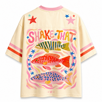 ChaoticClub Preppy Striped Summer Fish Mesh Jersey