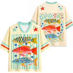 ChaoticClub Preppy Striped Summer Fish Mesh Jersey