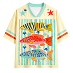 ChaoticClub Preppy Striped Summer Fish Mesh Jersey