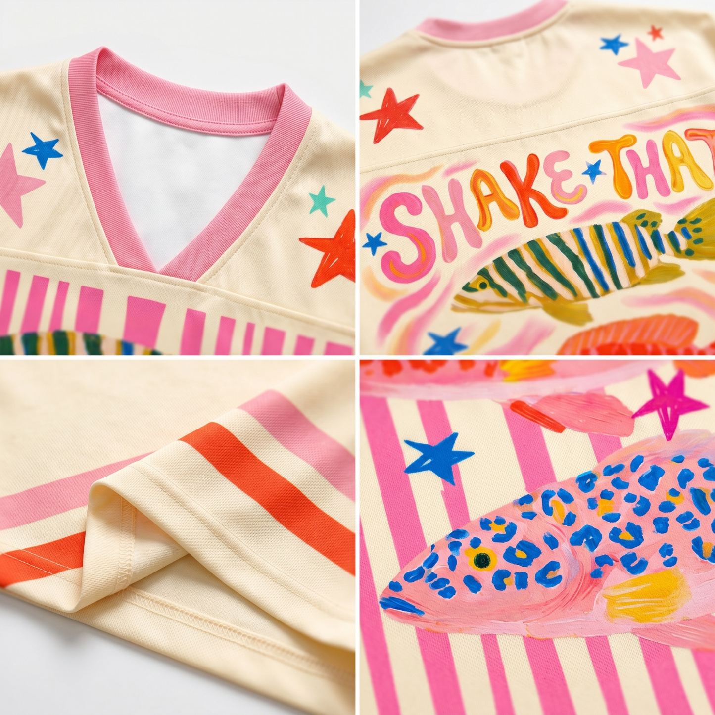 ChaoticClub Preppy Striped Summer Fish Mesh Jersey