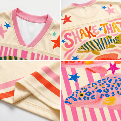 ChaoticClub Preppy Striped Summer Fish Mesh Jersey