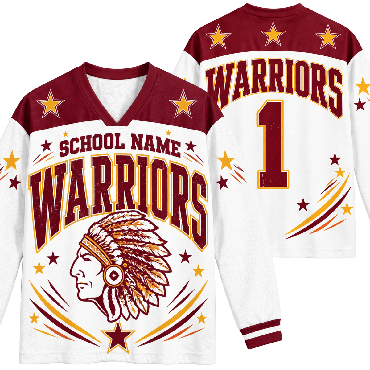 Chaotic Club Retro Mascot Patriotic Stars Game Day Long Sleeve Sports Jersey