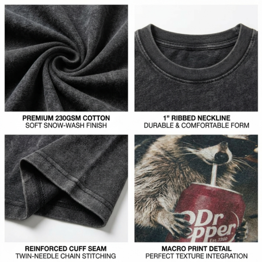Chaoticclub Dr Pepper Raccoon Washed T-Shirt