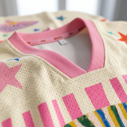 ChaoticClub Preppy Striped Summer Fish Mesh Jersey