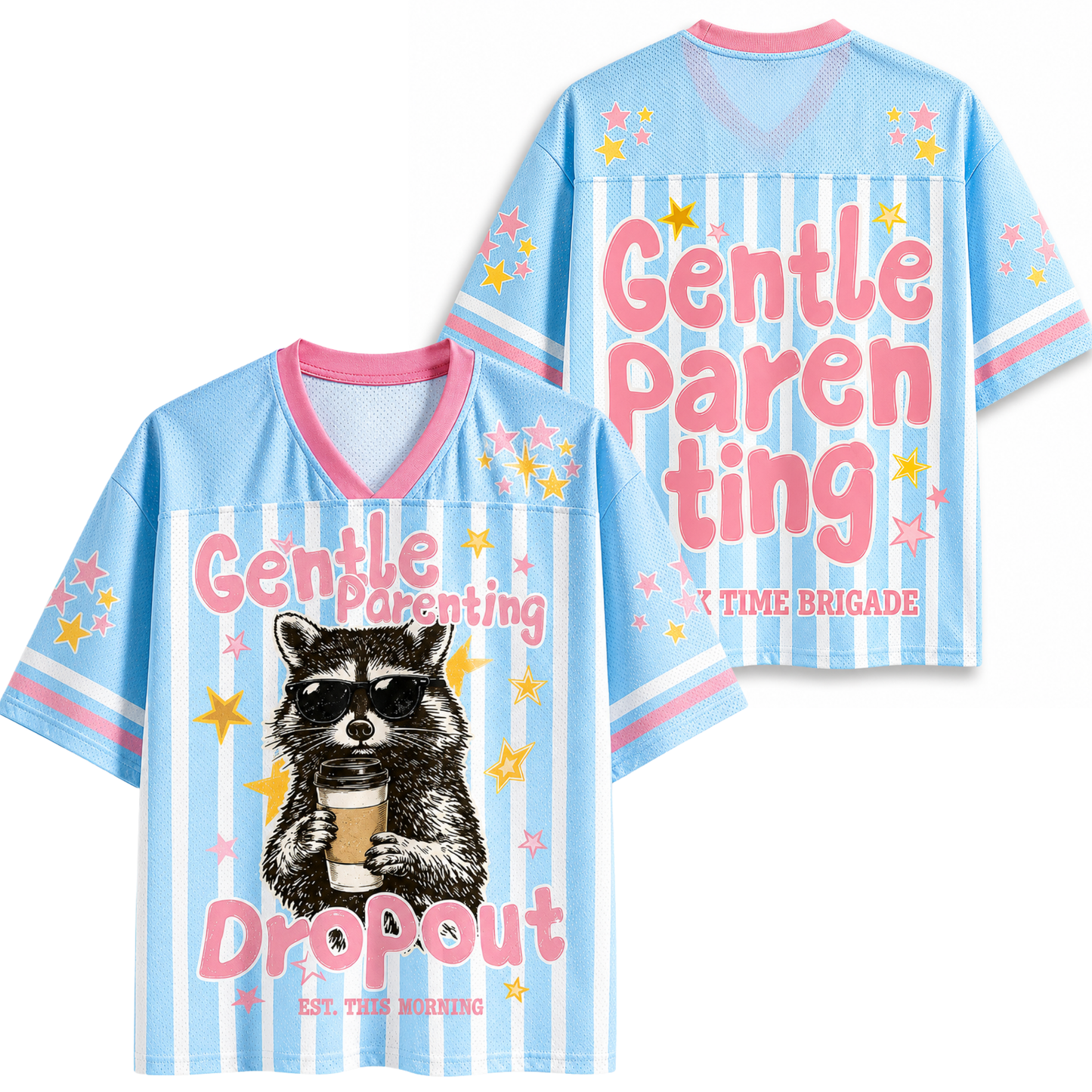 ChaoticClub Gentle Parenting Dropout Raccoon Summer Mesh Jersey