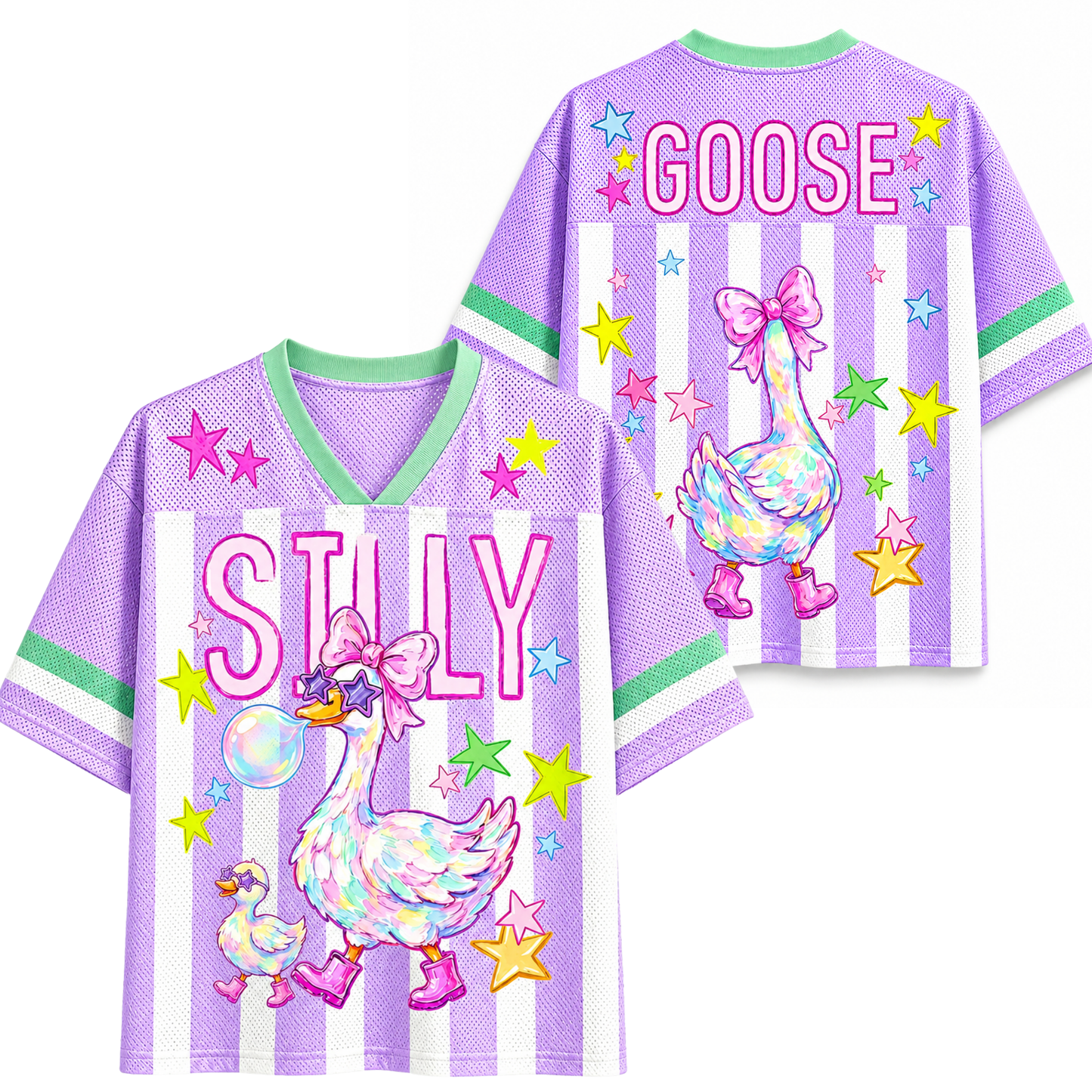 ChaoticClub Striped Summer Silly Goose Butt Mesh Jersey
