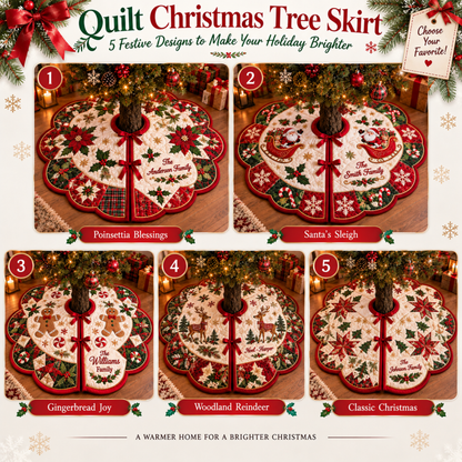 Chaotic Club Personalized Flower Quilt Christmas Tree Skirt