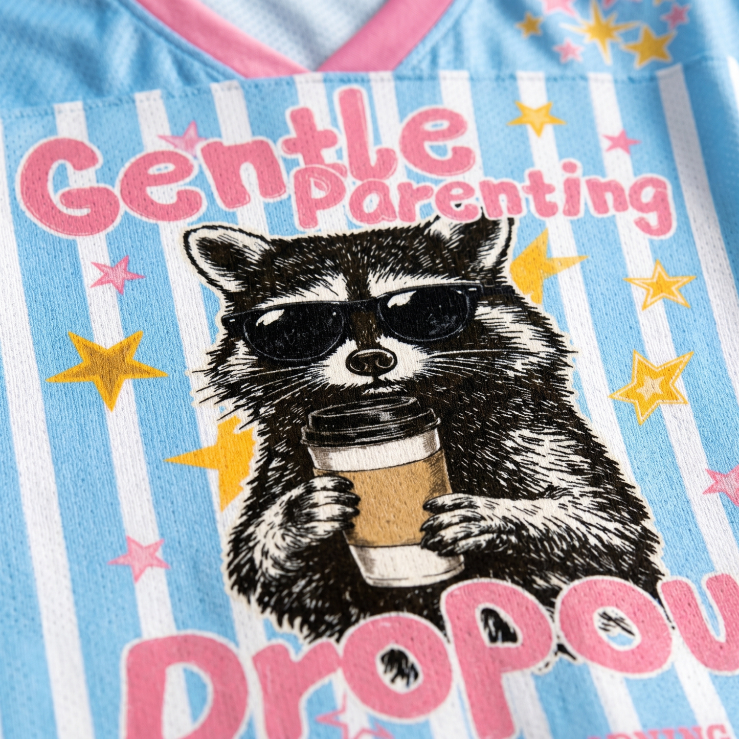 ChaoticClub Gentle Parenting Dropout Raccoon Summer Mesh Jersey