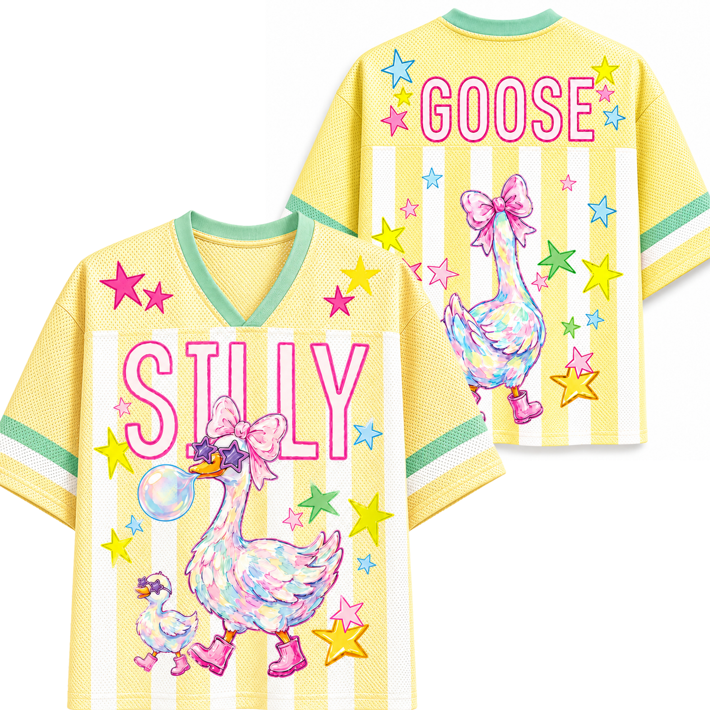ChaoticClub Striped Summer Silly Goose Butt Mesh Jersey