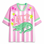 ChaoticClub Striped Later Gator After While Crocodile Summer Mesh Jersey