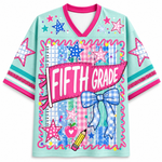 ChaoticClub Retro Striped Floral Pennant Flag School Grade Coquette Mesh Jersey