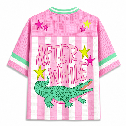 ChaoticClub Striped Later Gator After While Crocodile Summer Mesh Jersey