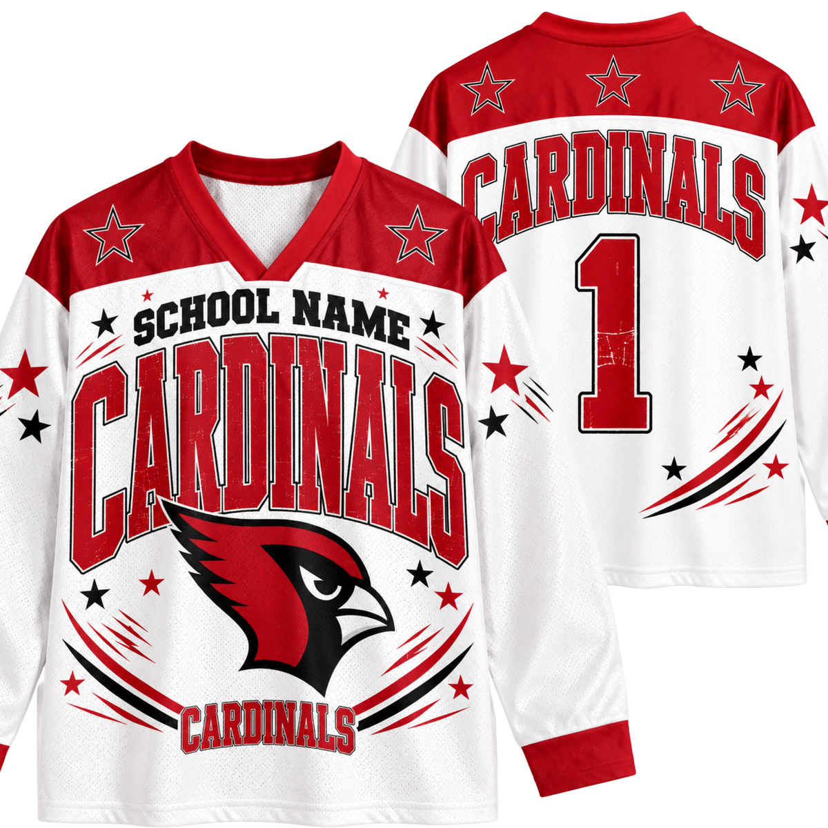 Chaotic Club Retro Mascot Patriotic Stars Game Day Long Sleeve Sports Jersey