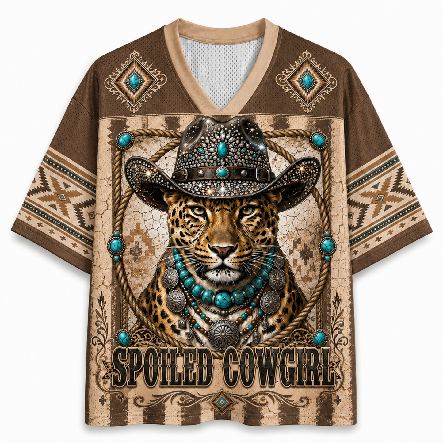 Chaotic Club Leopard Western Cowboy Mesh Jersey