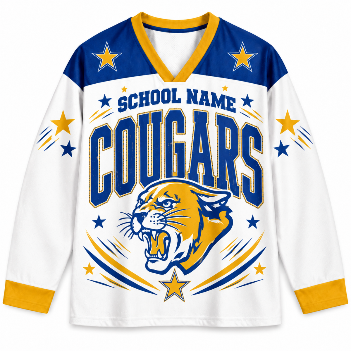 Chaotic Club Retro Mascot Patriotic Stars Game Day Long Sleeve Sports Jersey