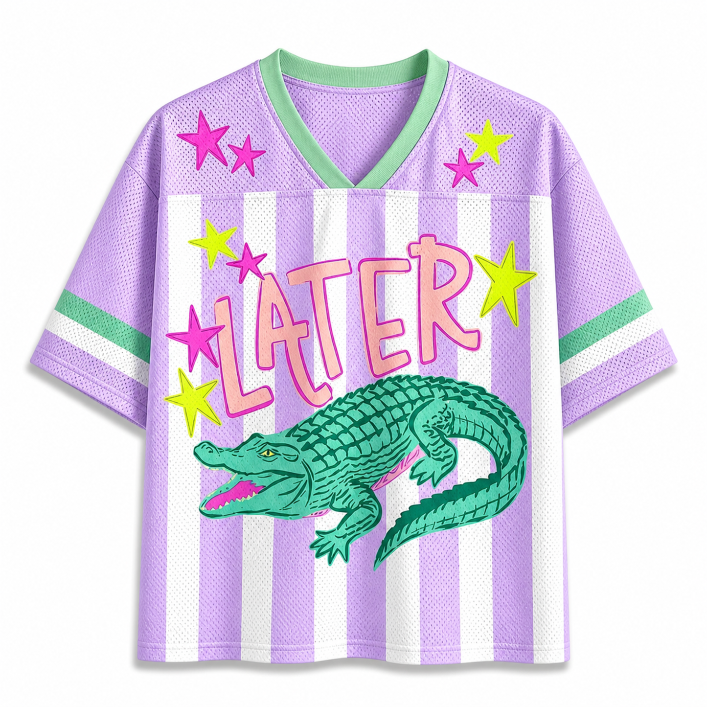 ChaoticClub Striped Later Gator After While Crocodile Summer Mesh Jersey