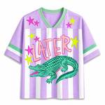 ChaoticClub Striped Later Gator After While Crocodile Summer Mesh Jersey
