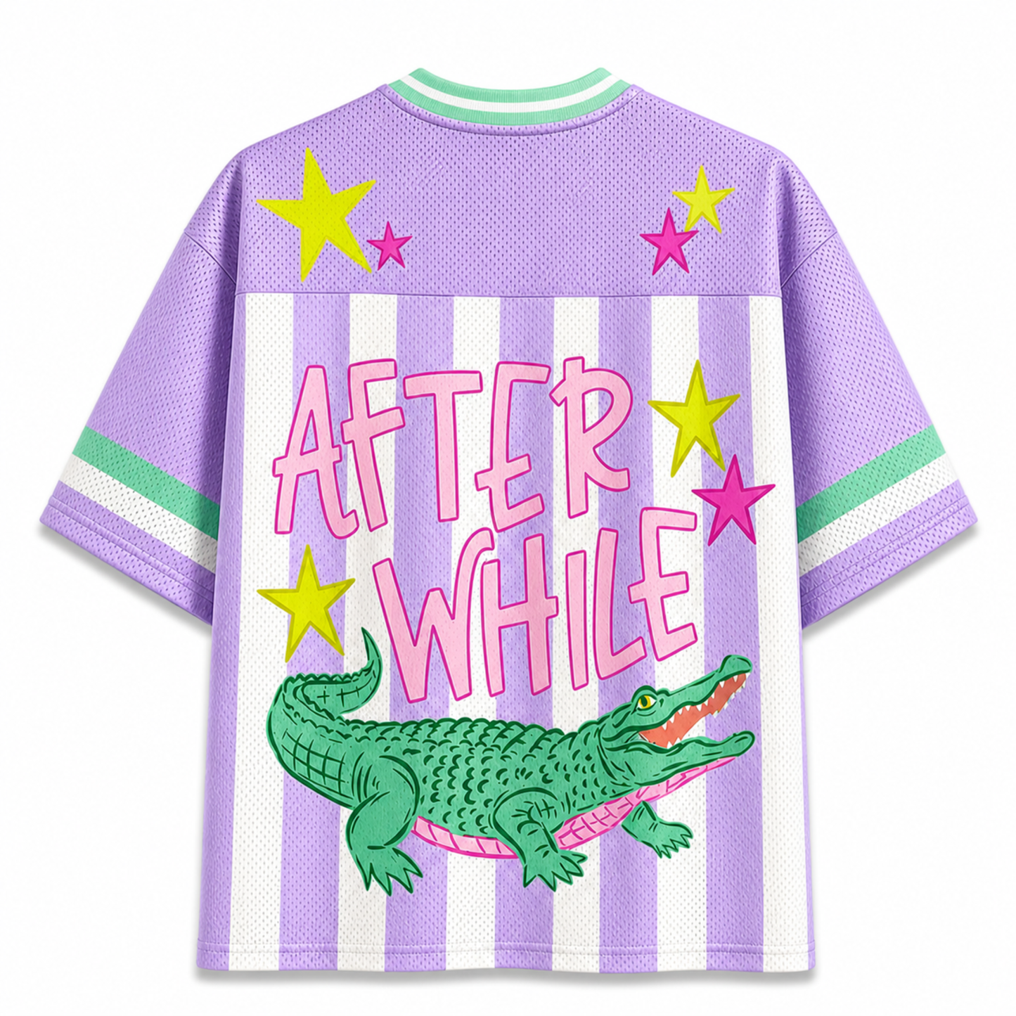 ChaoticClub Striped Later Gator After While Crocodile Summer Mesh Jersey