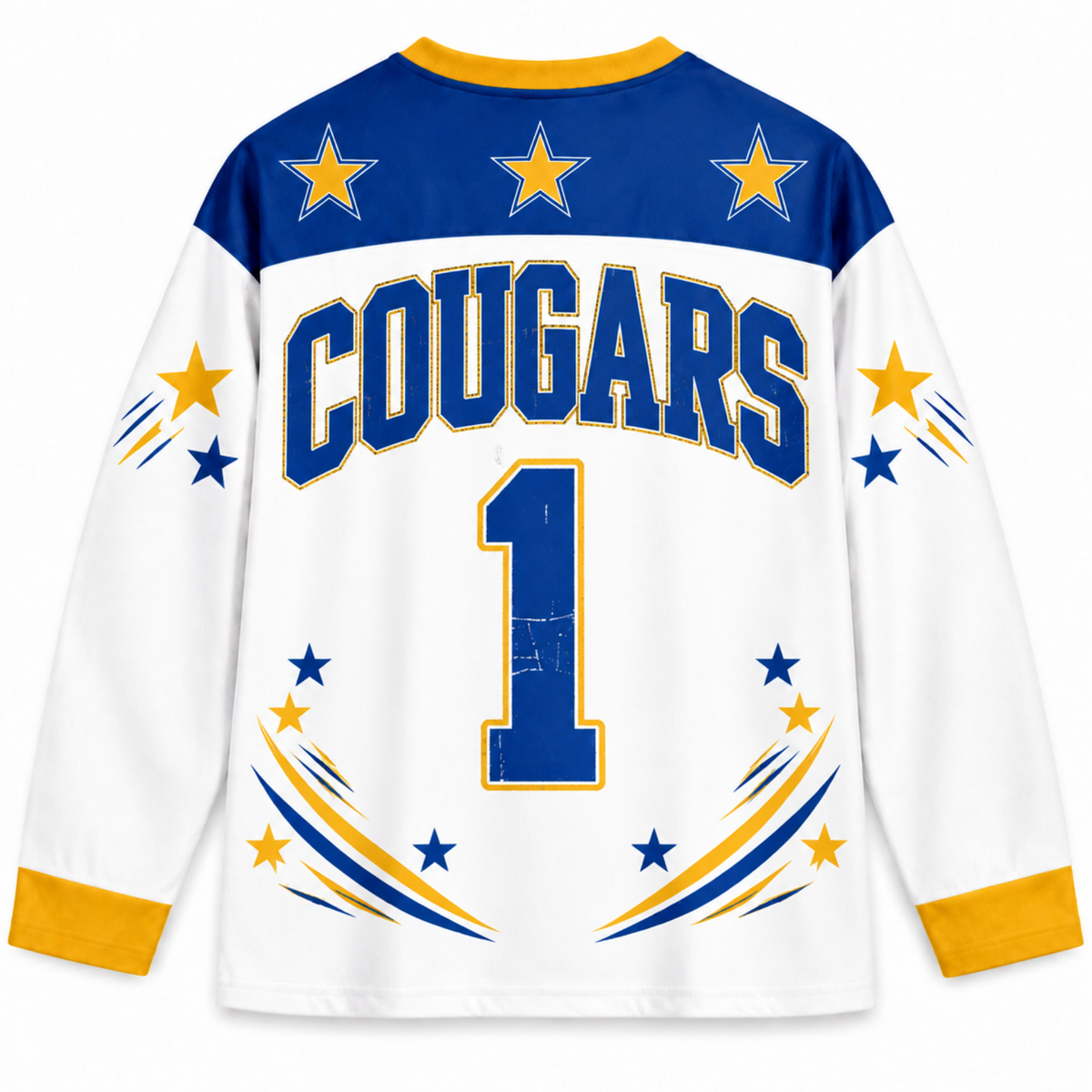 Chaotic Club Retro Mascot Patriotic Stars Game Day Long Sleeve Sports Jersey