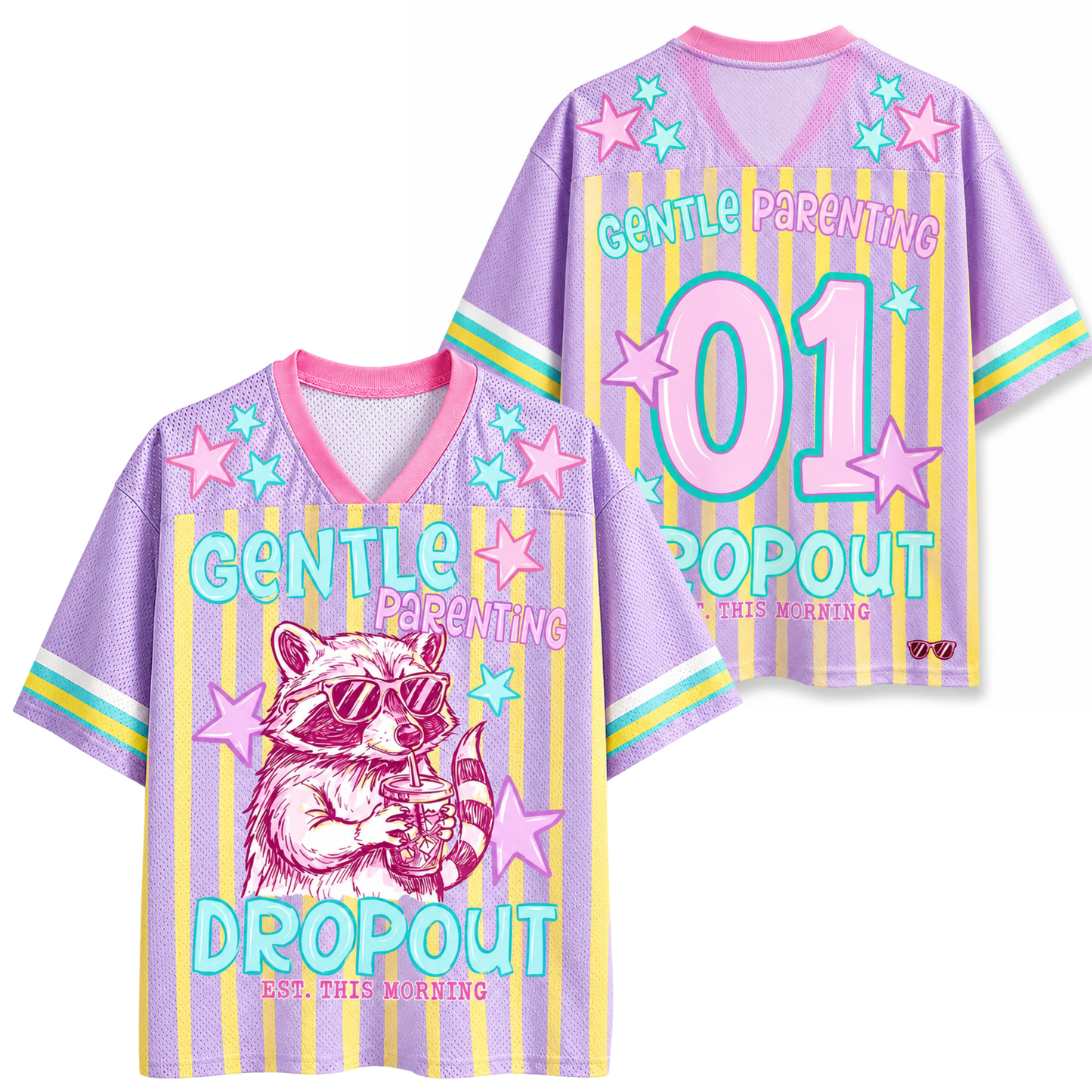 ChaoticClub Gentle Parenting Dropout Stars Raccoon Mesh Jersey