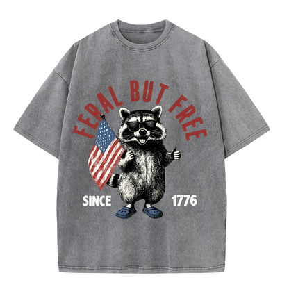 Chaoticclub 250th Feral But Free Raccoon Washed T-Shirt