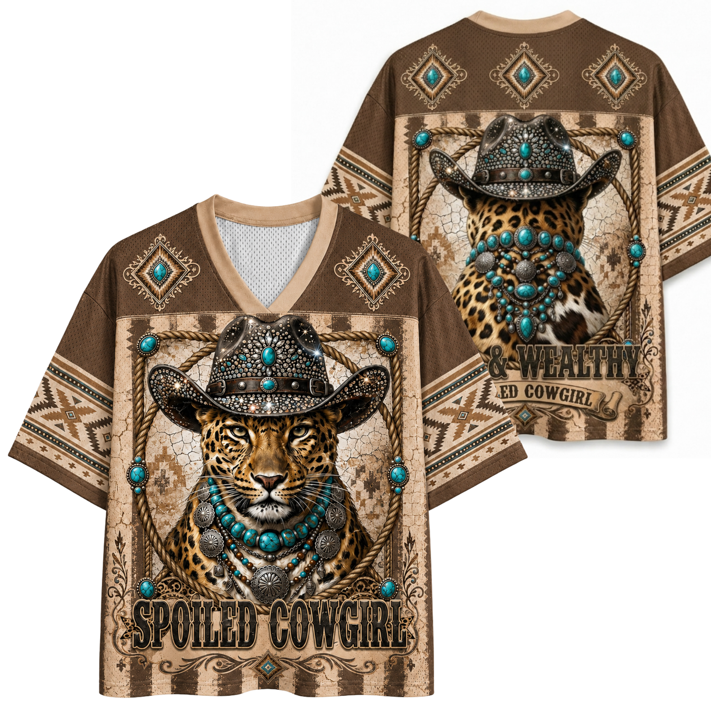 Chaotic Club Leopard Western Cowboy Mesh Jersey