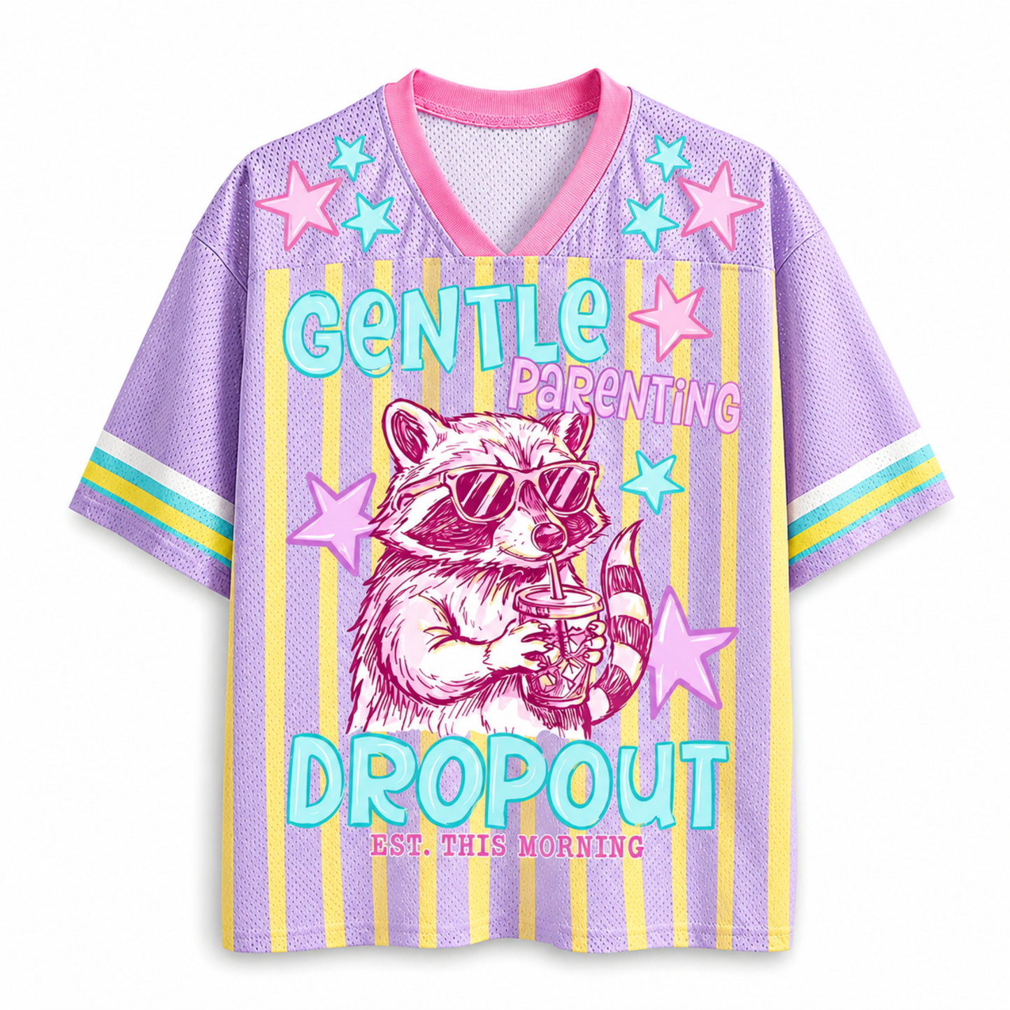 ChaoticClub Gentle Parenting Dropout Stars Raccoon Mesh Jersey