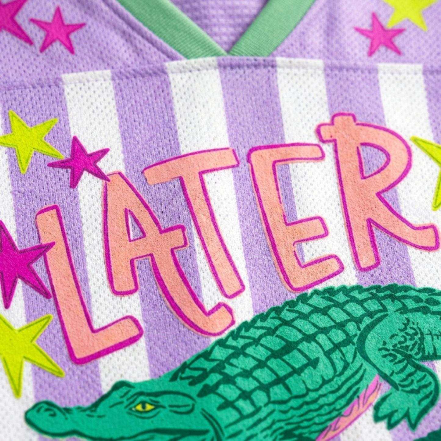 ChaoticClub Striped Later Gator After While Crocodile Summer Mesh Jersey