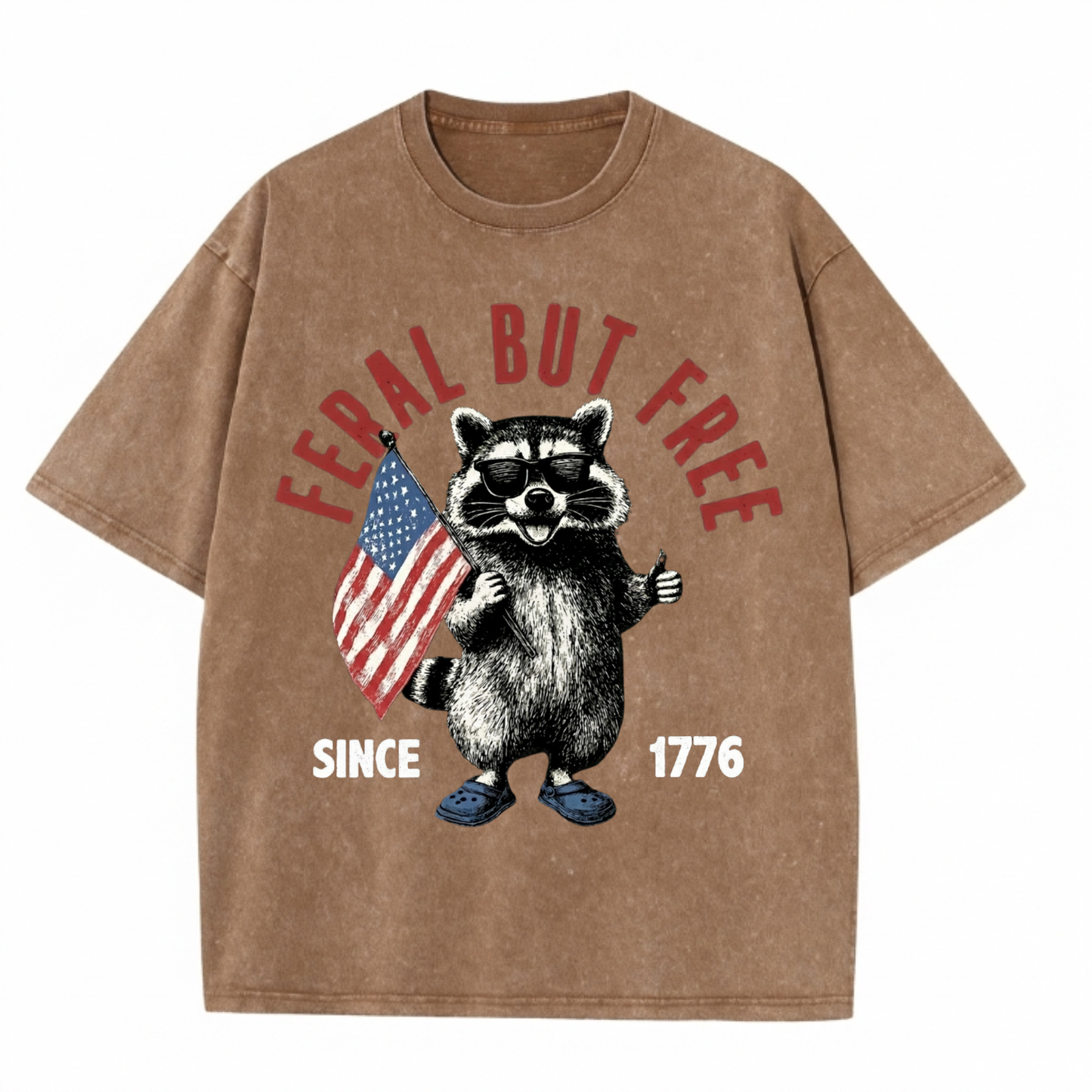 Chaoticclub 250th Feral But Free Raccoon Washed T-Shirt