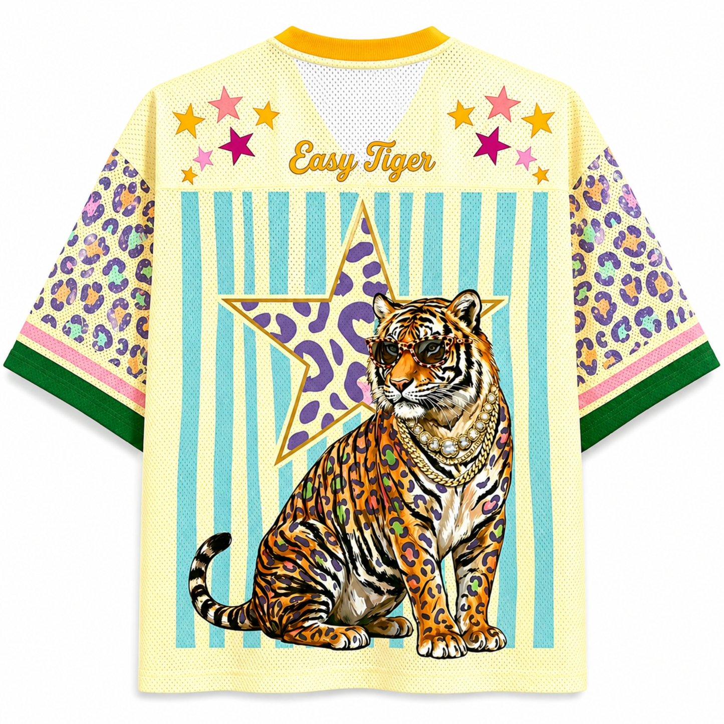 ChaoticClub Preppy Tiger Stars Bubblegum Mesh Jersey