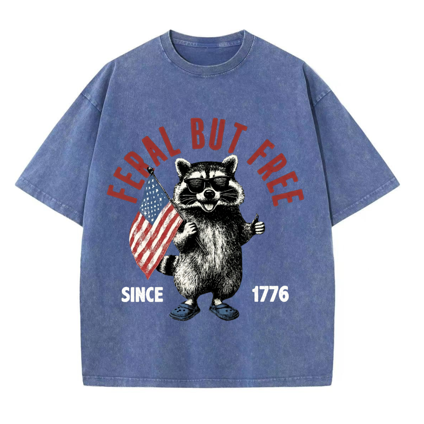 Chaoticclub 250th Feral But Free Raccoon Washed T-Shirt