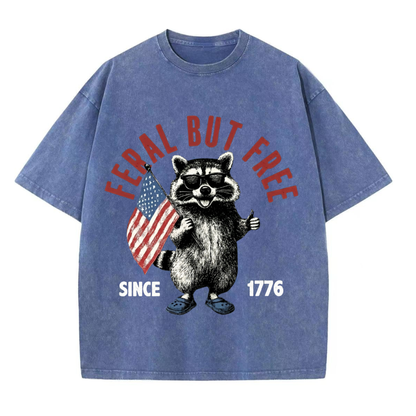 Chaoticclub 250th Feral But Free Raccoon Washed T-Shirt