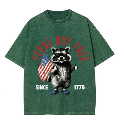Chaoticclub 250th Feral But Free Raccoon Washed T-Shirt