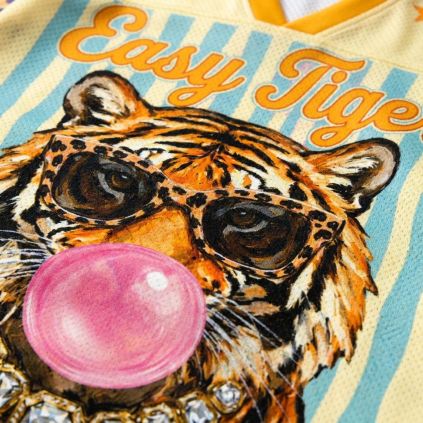 ChaoticClub Preppy Tiger Stars Bubblegum Mesh Jersey