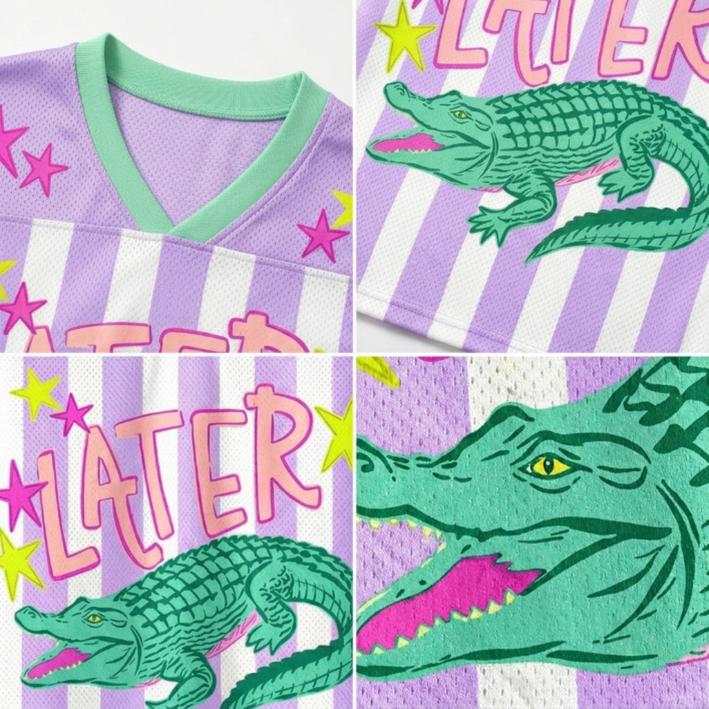 ChaoticClub Striped Later Gator After While Crocodile Summer Mesh Jersey
