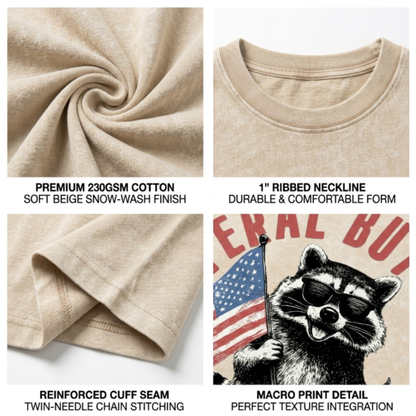 Chaoticclub 250th Feral But Free Raccoon Washed T-Shirt