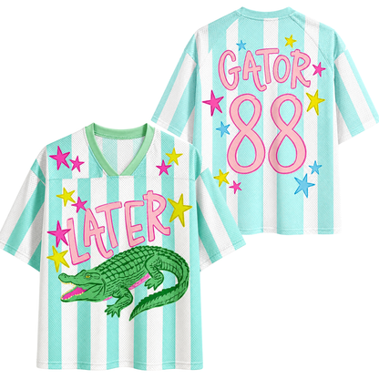 ChaoticClub Striped Later Gator After While Crocodile Summer Mesh Jersey