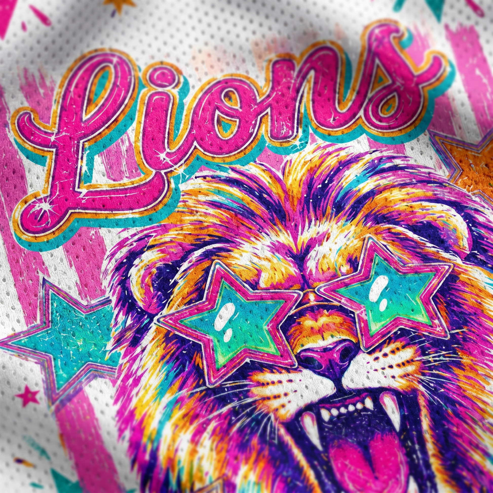 ChaoticcClub Lions Stars Mascot Mesh Jersey - Breathable Mesh Fabric Detail