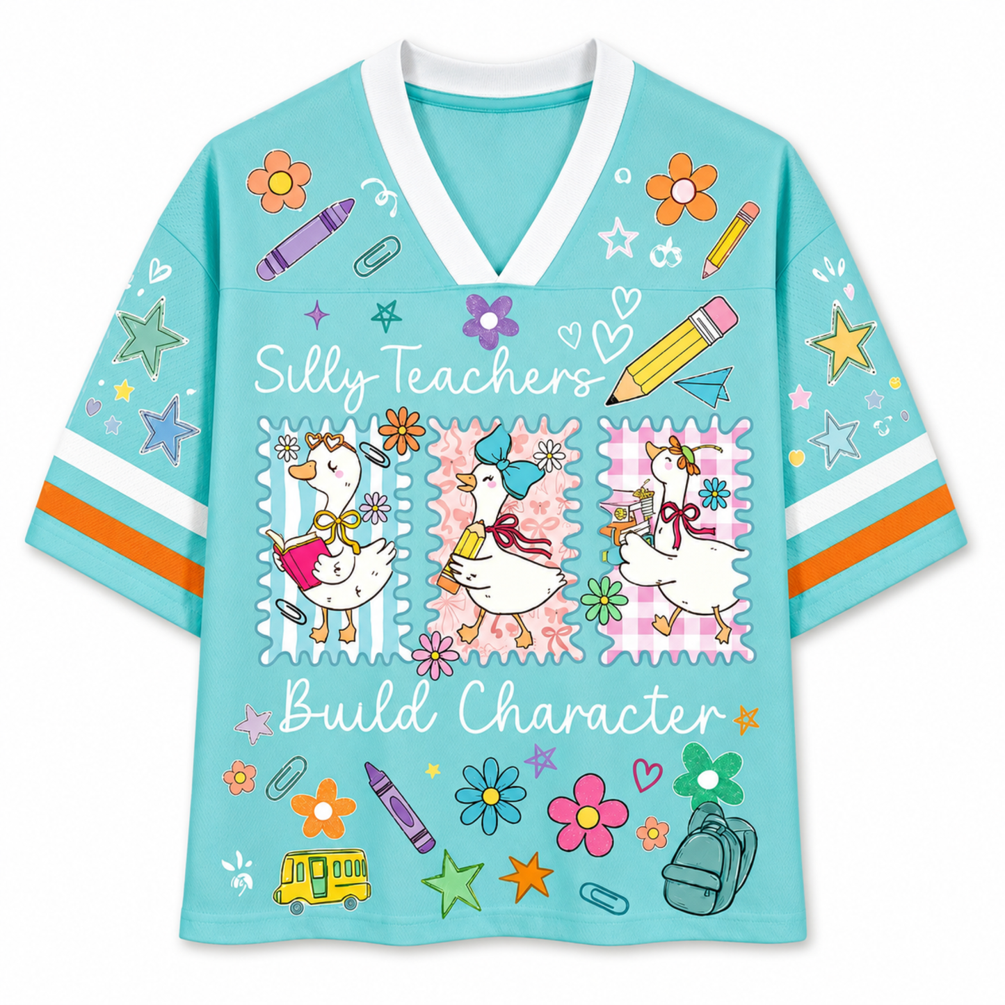Chaotic Club Back to School Silly Teacher Builds Character Goose Mesh Jersey