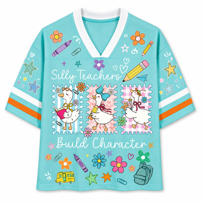 Chaotic Club Back to School Silly Teacher Builds Character Goose Mesh Jersey