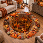 Chaotic Club Autumn Stone Well 3D Illusion Round Rug