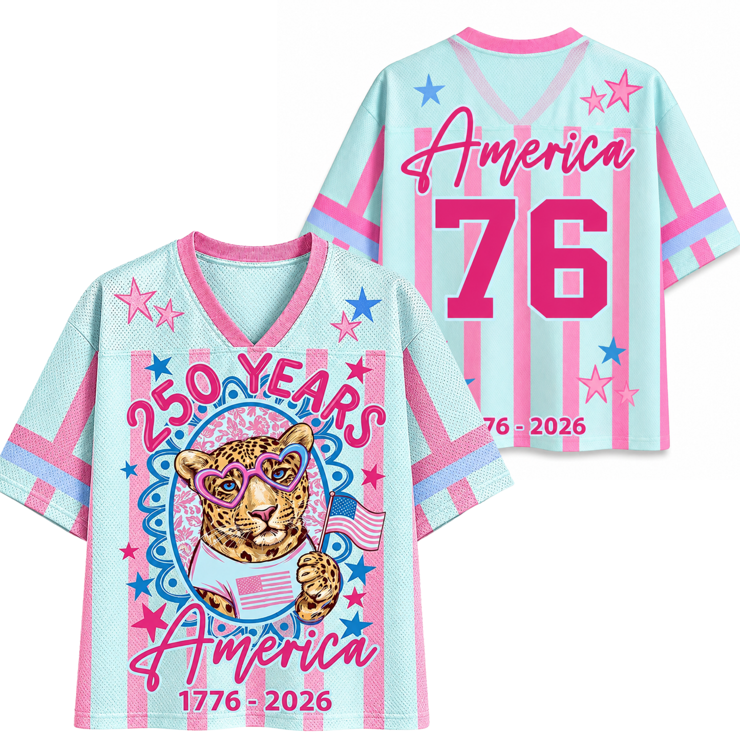 ChaoticClub Striped Patriotic Leopard America Mesh Jersey
