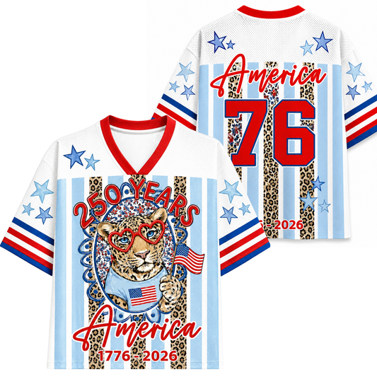 ChaoticClub Striped Patriotic Leopard America Mesh Jersey