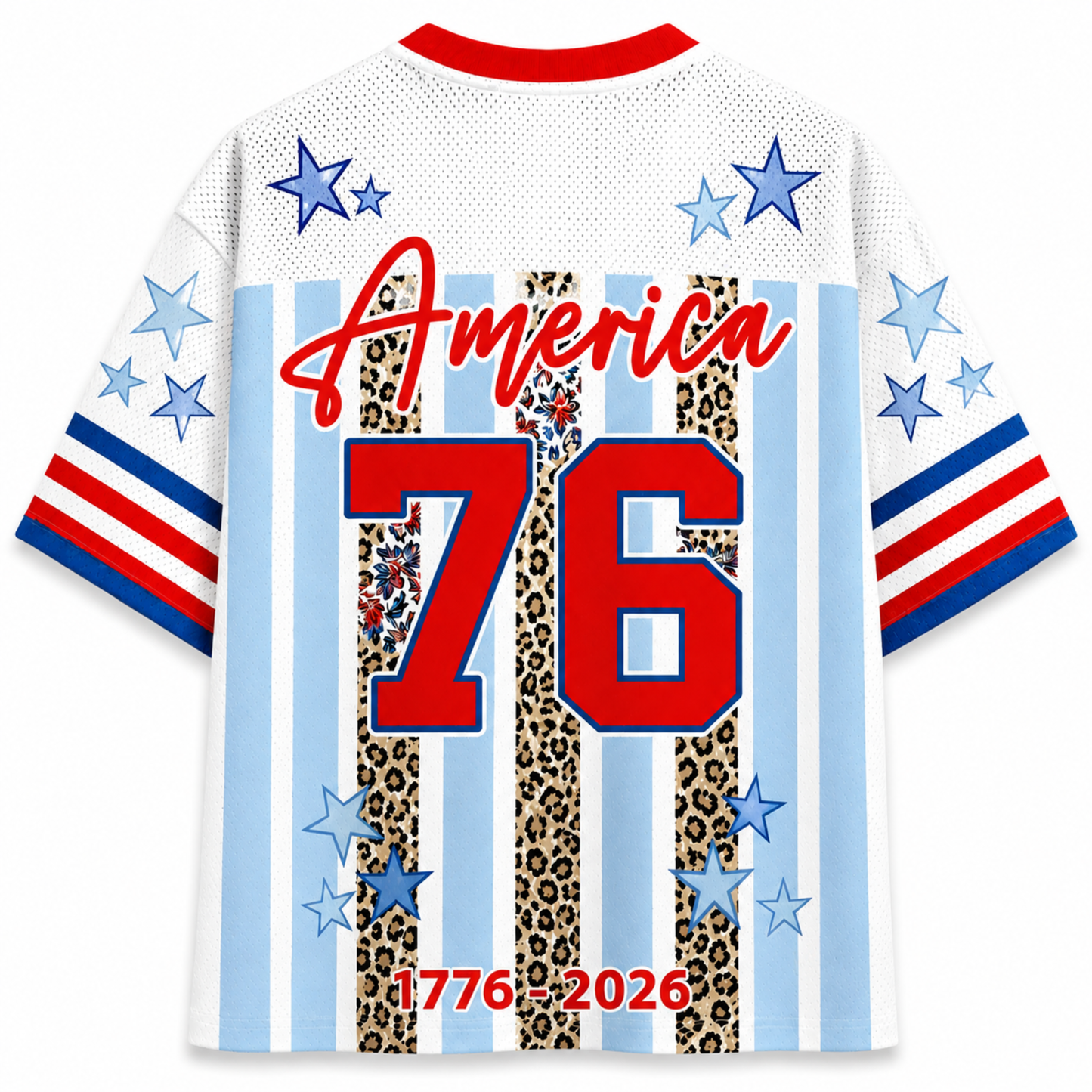 ChaoticClub Striped Patriotic Leopard America Mesh Jersey