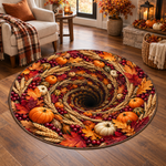 Chaotic Club Autumn Stone Well 3D Illusion Round Rug
